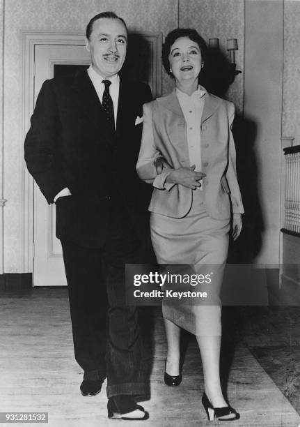 American actress Lillian Gish with French actor Charles Boyer , USA, circa 1950.