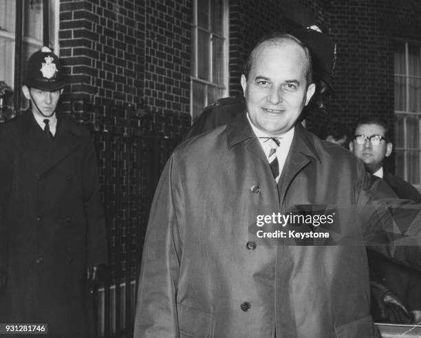 Dr Rainer Barzel , chairman of the Christian Democratic Union of Germany, leaves 10 Downing Street in London after talks with British Prime Minister...