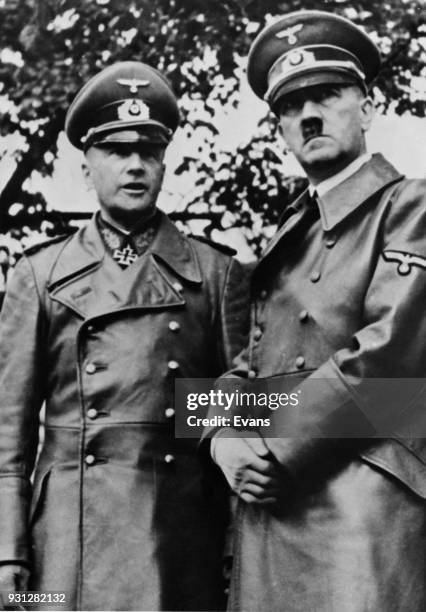 German leader Adolf Hitler with Walther von Brauchitsch , Commander-in-Chief of the German Army, on the Russian Front during World War II, 1941.