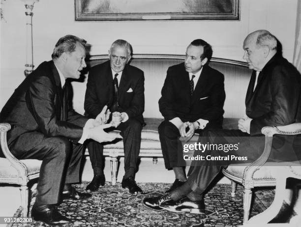 From left to right, West German Foreign Minister Willy Brandt , British Foreign Minister Michael Stewart, French Foreign Minister Michel Debre and US...