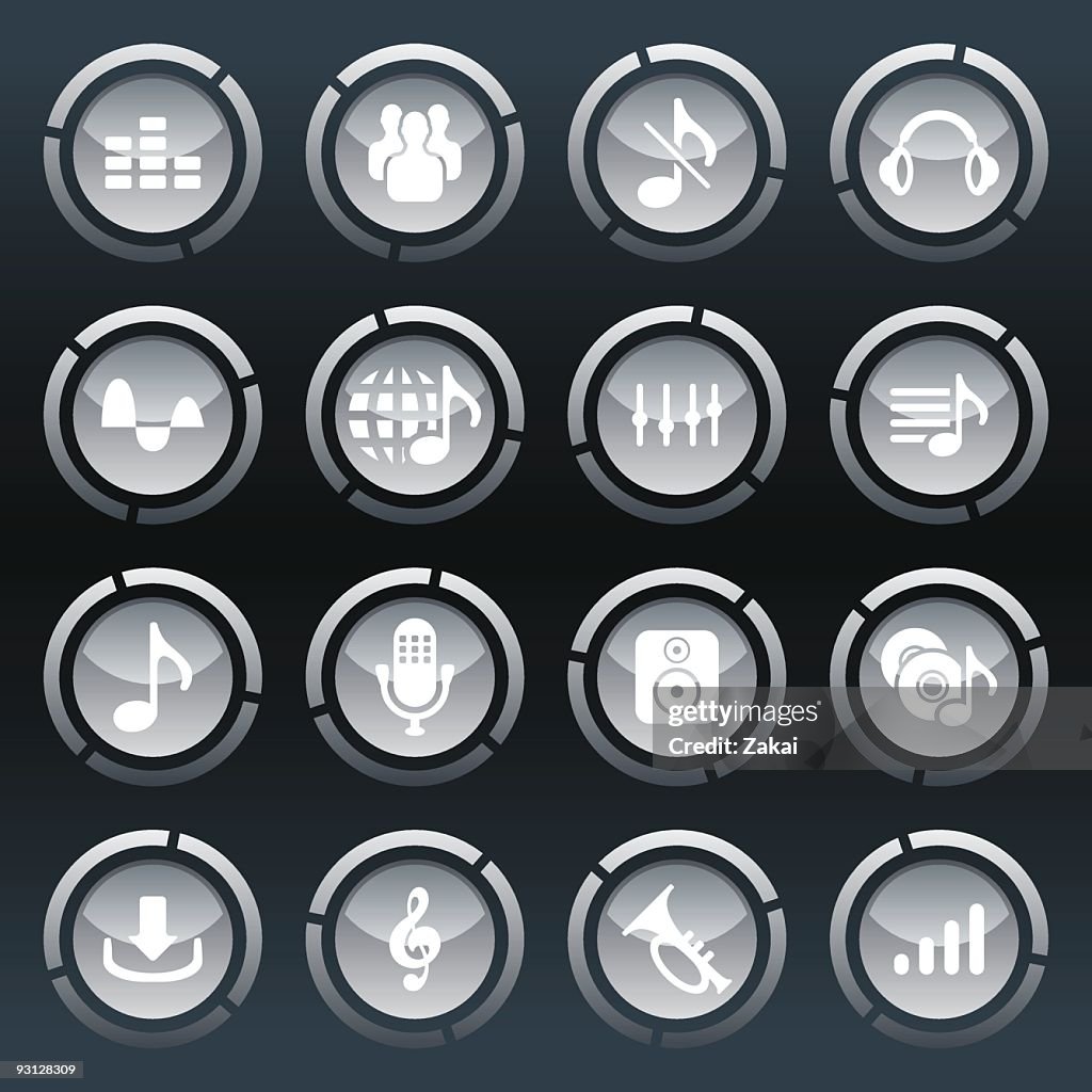 Music Clips Buttons Music Buttons Circles High-Res Vector Graphic - Getty Images