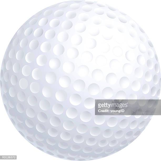 close-up of a golf ball isolated on white background - golf ball stock illustrations