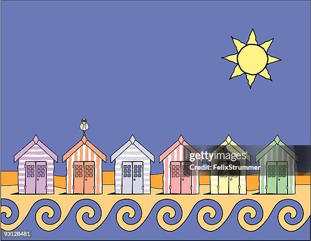 beach scene - beach house stock illustrations
