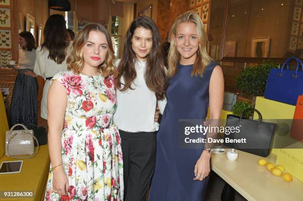 Sarah Ann Macklin poses with Espie Roche co-founders Alexandra Roche-Hamilton and Hermione Espie Underwood at the Espie Roche launch breakfast at The...