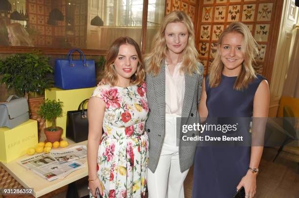 Candice Lake poses with Espie Roche co-founders Alexandra Roche-Hamilton and Hermione Espie Underwood at the Espie Roche launch breakfast at The...