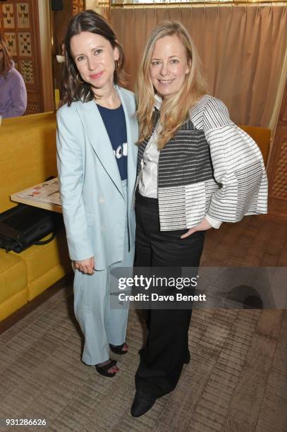 Sophie Goodwin and Astrid Harbord attend the Espie Roche launch breakfast at The Chess Club on March 13, 2018 in London, England.