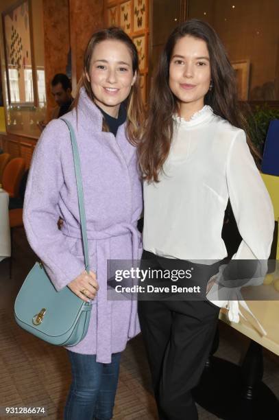 Kelly Eastwood and Sarah Ann Macklin attend the Espie Roche launch breakfast at The Chess Club on March 13, 2018 in London, England.