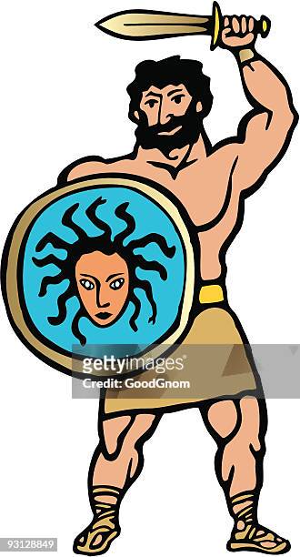 ancient greek hero - medusa stock illustrations