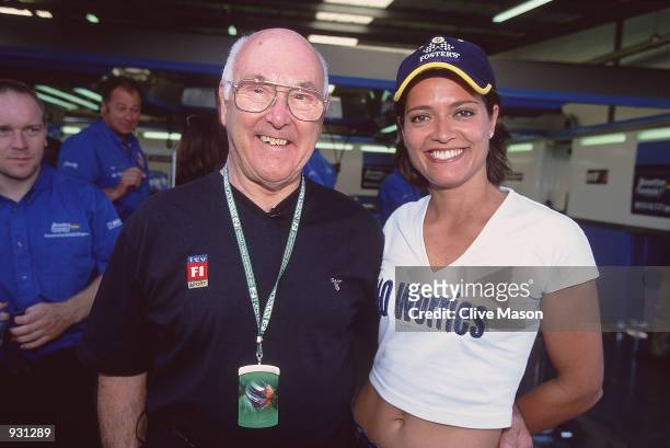 The voice of Formula One, Murray Walker poses for photos with Amanda Stretton during the Formula One British Grand Prix held at Silverstone Race...