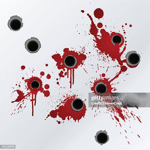 gunshot blood splatter background - bullet hole stock illustrations