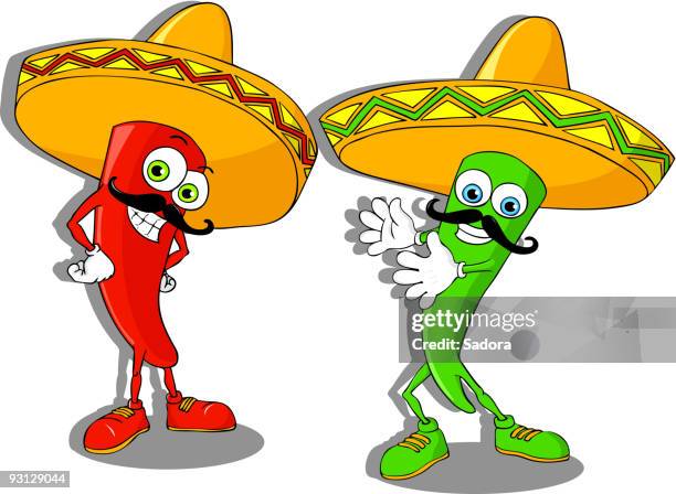red and green chilli peppers - green peppercorn stock illustrations