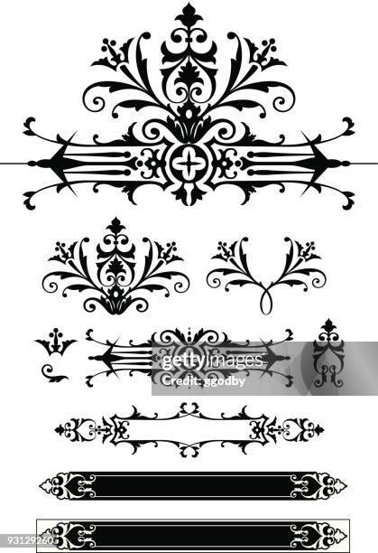 vectorized scroll elements 2-1306 - art nouveau background stock illustrations
