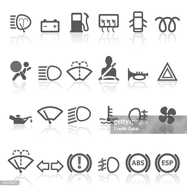 stockillustraties, clipart, cartoons en iconen met car dashboard - simple icons set. - claxon