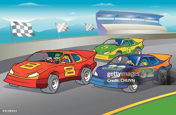 racecar day - nascar stock illustrations