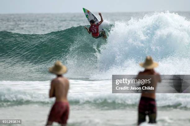 Adriano de Souza 2014 WSL Champion surfer on his way to victory over fellow Brazilian surfer Ian Gouveia in the Quiksilver Pro Gold Coast Round 2, on...