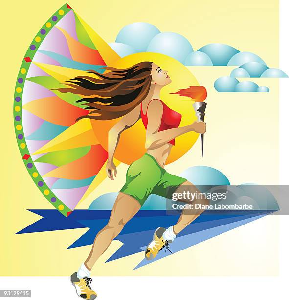 athletic woman running - women's track stock-grafiken, -clipart, -cartoons und -symbole