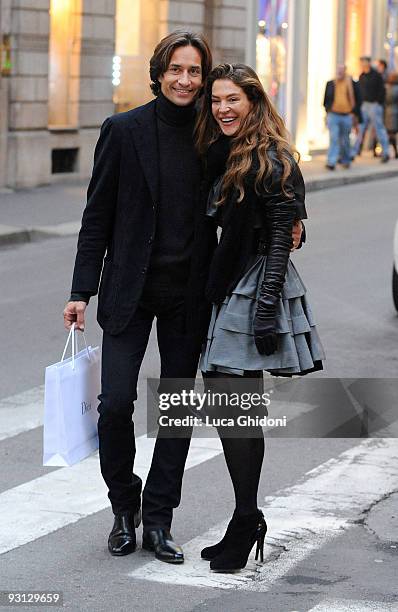 Fiona Swarovski and Karl Heinz Grasser are seen shopping on November 17, 2009 in Milan, Italy.