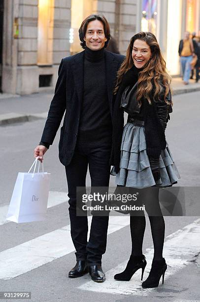 Fiona Swarovski and Karl Heinz Grasser are seen shopping on November 17, 2009 in Milan, Italy.