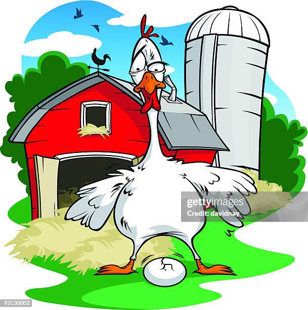 chicken farm - chicken cartoons stock illustrations