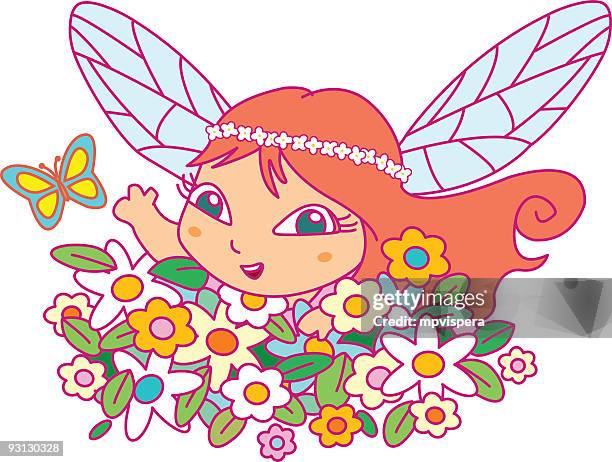 fairy spring summer - fairy garden stock illustrations