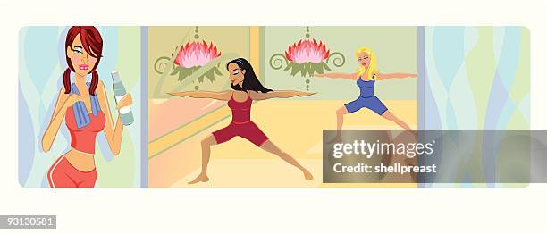 yoga pilates studio - hot yoga studio stock illustrations