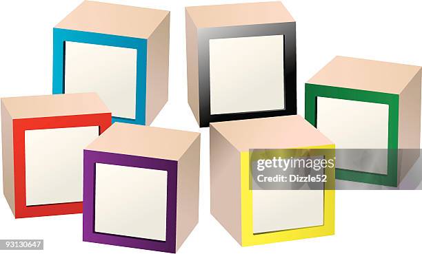 blank kids blocks - toddler learning stock illustrations
