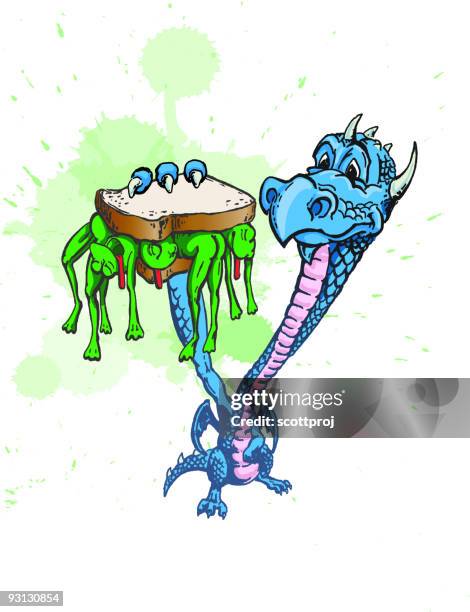 dragons frog sandwich - looking disgusted stock illustrations