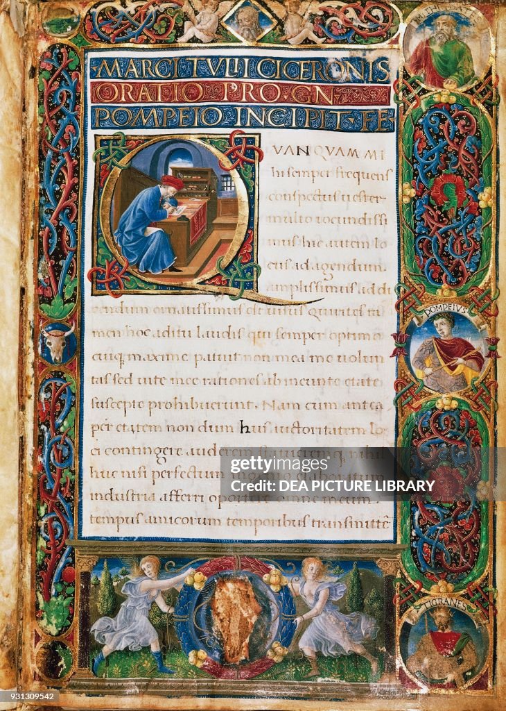 Illuminated page from Pro Pompeio by Cicero