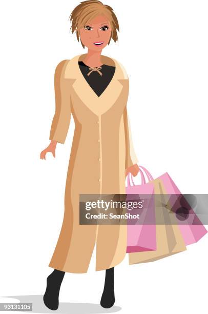 girl shopping in winter setting - chewing tobacco stock illustrations