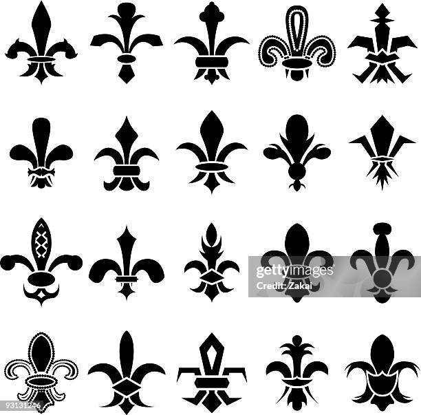 fleur de lys | ornamental design  elements - fleur de lys stock illustrations