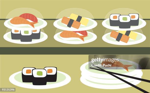 sushi bar - fast food counter stock illustrations