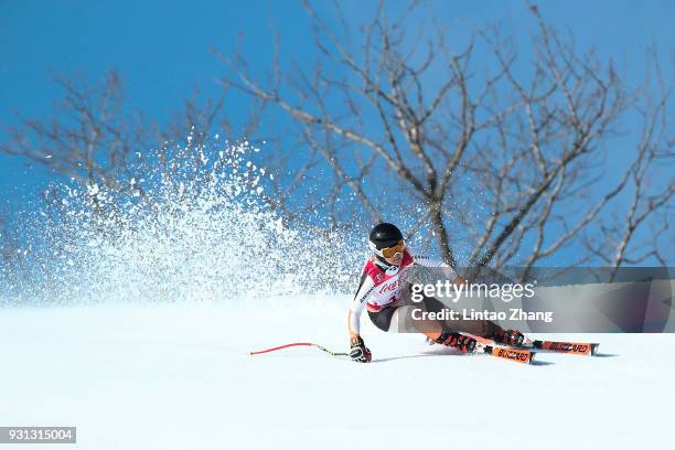 Andrea Rothfuss of Germany competes in the Women's Super Combined, Visually Impaired Alpine Skiing event at Jeongseon Alpine Centre during day four...