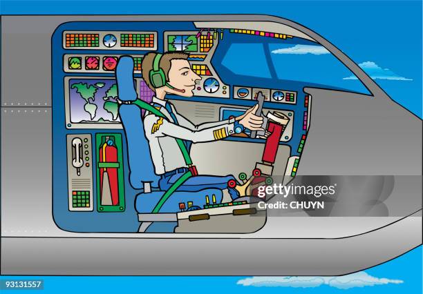 illustrations, cliparts, dessins animés et icônes de longue de pilote - avion supersonique