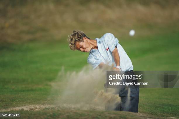 Andrew Coltart of the Great Britain and Irelnad team in action during the Walker Cup at Portmarnock Golf Club on September 5, 1991 in Dublin, Ireland.