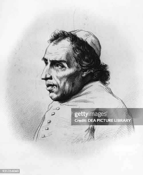 Portrait of Pope Pius VII , French engraving, 19th century.