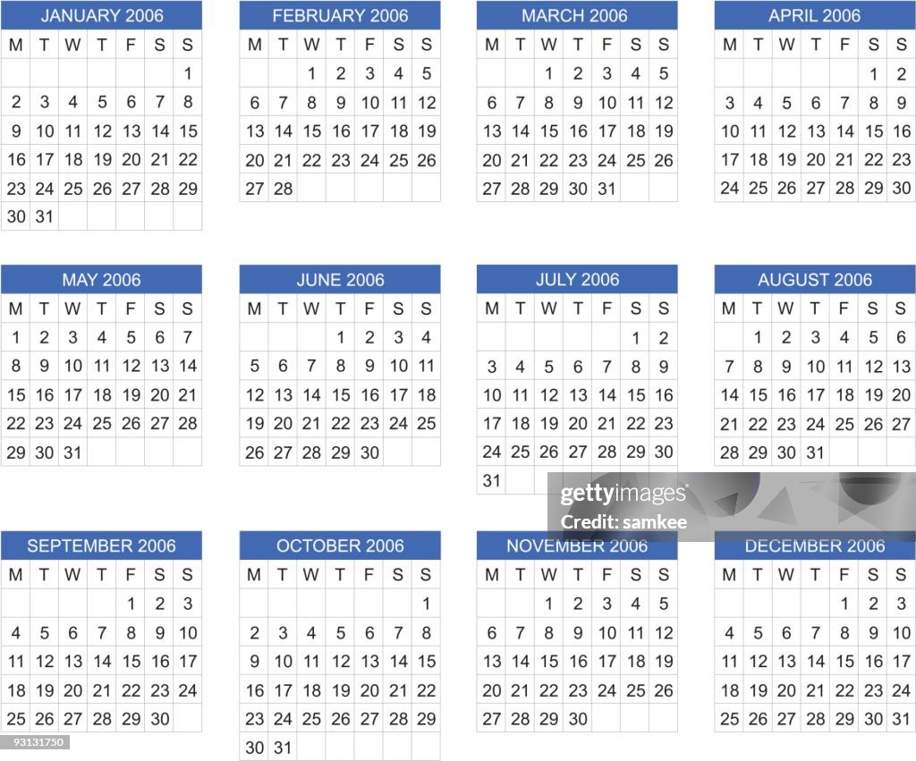 European Calendar 2006, vector (requested)