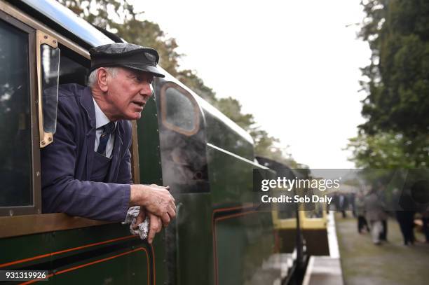 Cheltenham , United Kingdom - 13 March 2018; Driver Clive Norton from Studley, Warwickshire after bringing racegoers to the course ahead of racing on...