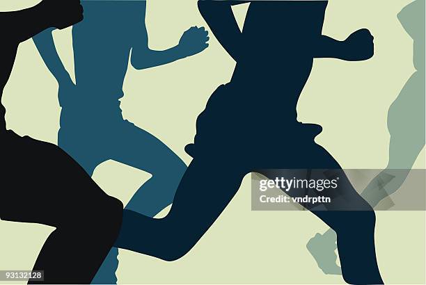 cross country race start - triathlete stock illustrations