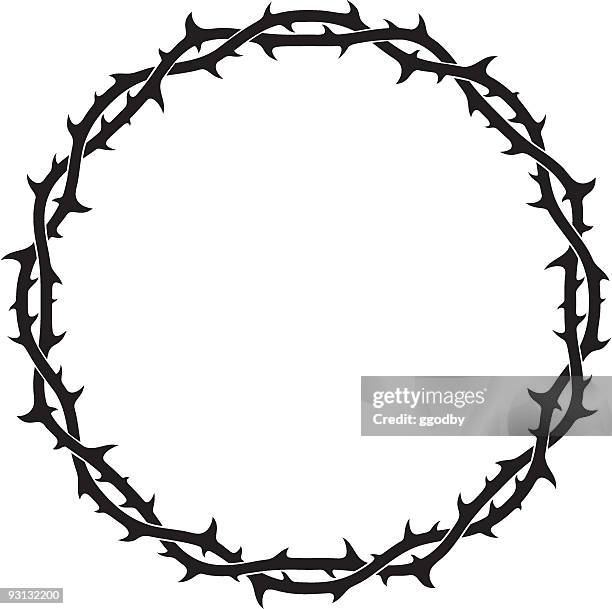 ilustraciones, imágenes clip art, dibujos animados e iconos de stock de thorned crown set (vector - borde negro