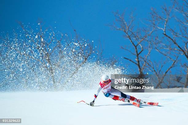 Arthur Bauchet of France competes in the Alpine Skiing - Men's Super-G, Standing at the Jeongseon Alpine Centre during day four of the PyeongChang...