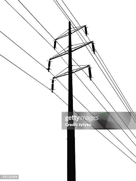electrical pylon - aerial cable stock illustrations