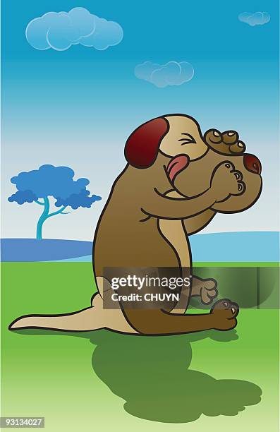 sleepy dog - dog scratching stock illustrations