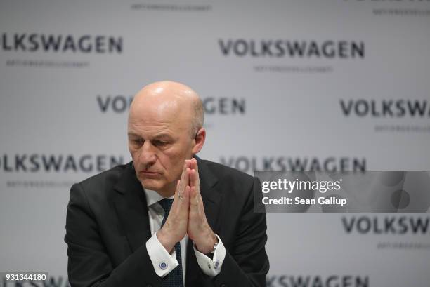 Volkswagen AG Chief Financial Officer Frank Witter attends the company's annual press conference on March 13, 2018 in Berlin, Germany. Company...