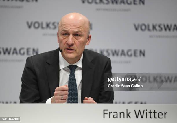 Volkswagen AG Chief Financial Officer Frank Witter attends the company's annual press conference on March 13, 2018 in Berlin, Germany. Company...