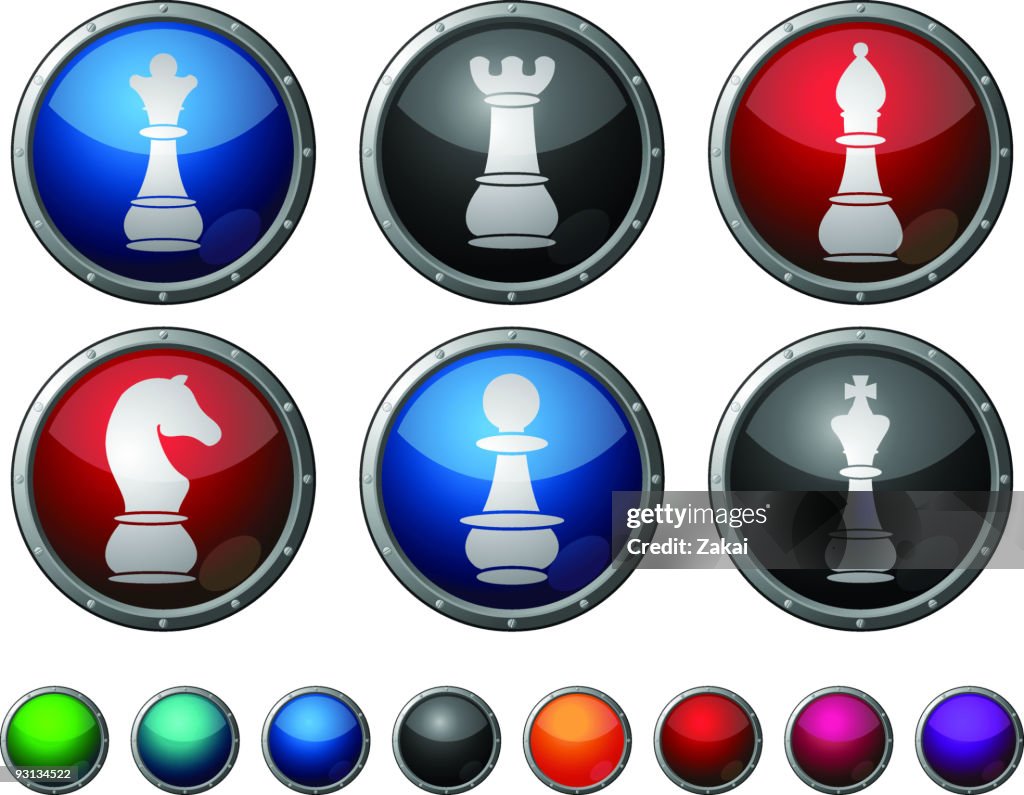 Partie d'échecs boutons brillants avec structure en acier.