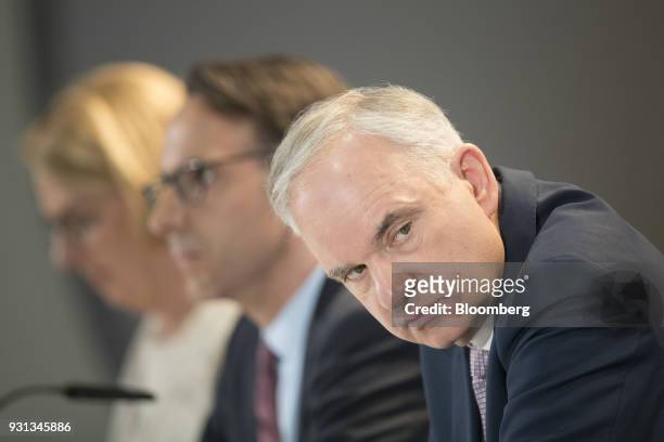 Johannes Teyssen, chief executive officer of EON SE, looks on during a news conference in Essen, Germany, on Tuesday, March 13, 2018. EON will shed...