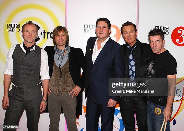 Gary Kemp, Steve Norman, Tony Hadley, Martin Kemp and John Keenble of Spandau Ballet perform for Radio 2 on November 17, 2009 in London, England.