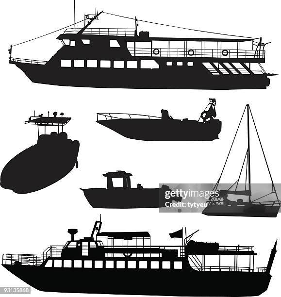 boat shapes - motor yacht stock illustrations