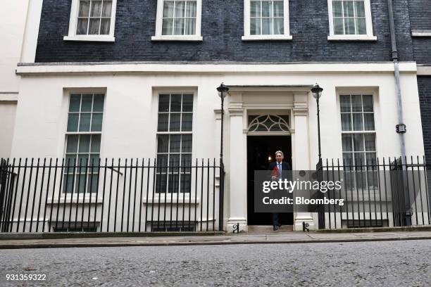 Philip Hammond, U.K. Chancellor of the exchequer, leaves number 11 Downing Street to present the Spring Statement in Parliament in London, U.K., on...