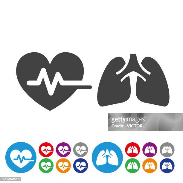 illustrations, cliparts, dessins animés et icônes de coeur et poumon icons - série graphique icône - human lung